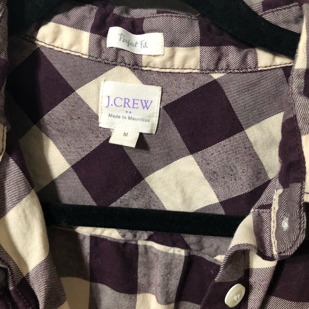 J. Crew Gingham Maroon Button Down - image 3